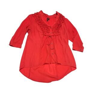 Love Haight orange high-low blouse women's medium ruffles